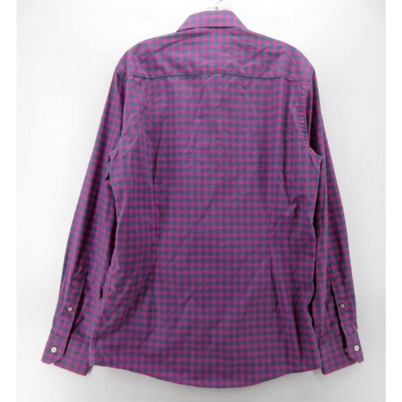 Eton Shirt 16 Pink Button Down Plaid Slim Preppy Casual Woven Large - Picture 6 of 10